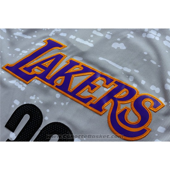 Maglia Luci Della Citta Los Angeles Lakers Magic Johnson #32 Grigio
